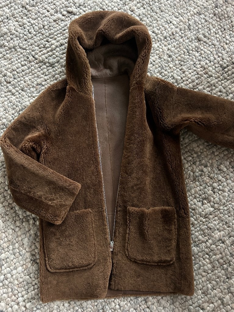 Geweldige 100 % leren Lammy coat van SANDRO maat 2 / 38, Kleding | Dames, Maat 38/40 (M), Bruin, Sandro, Ophalen of Verzenden