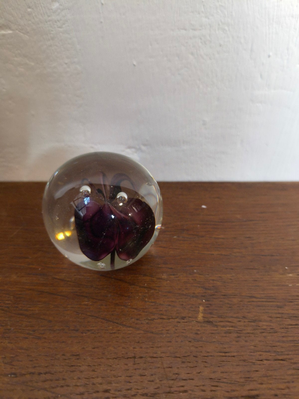 Murano glazen presse-papier met paarse orchidee, 5 cm, Ophalen of Verzenden