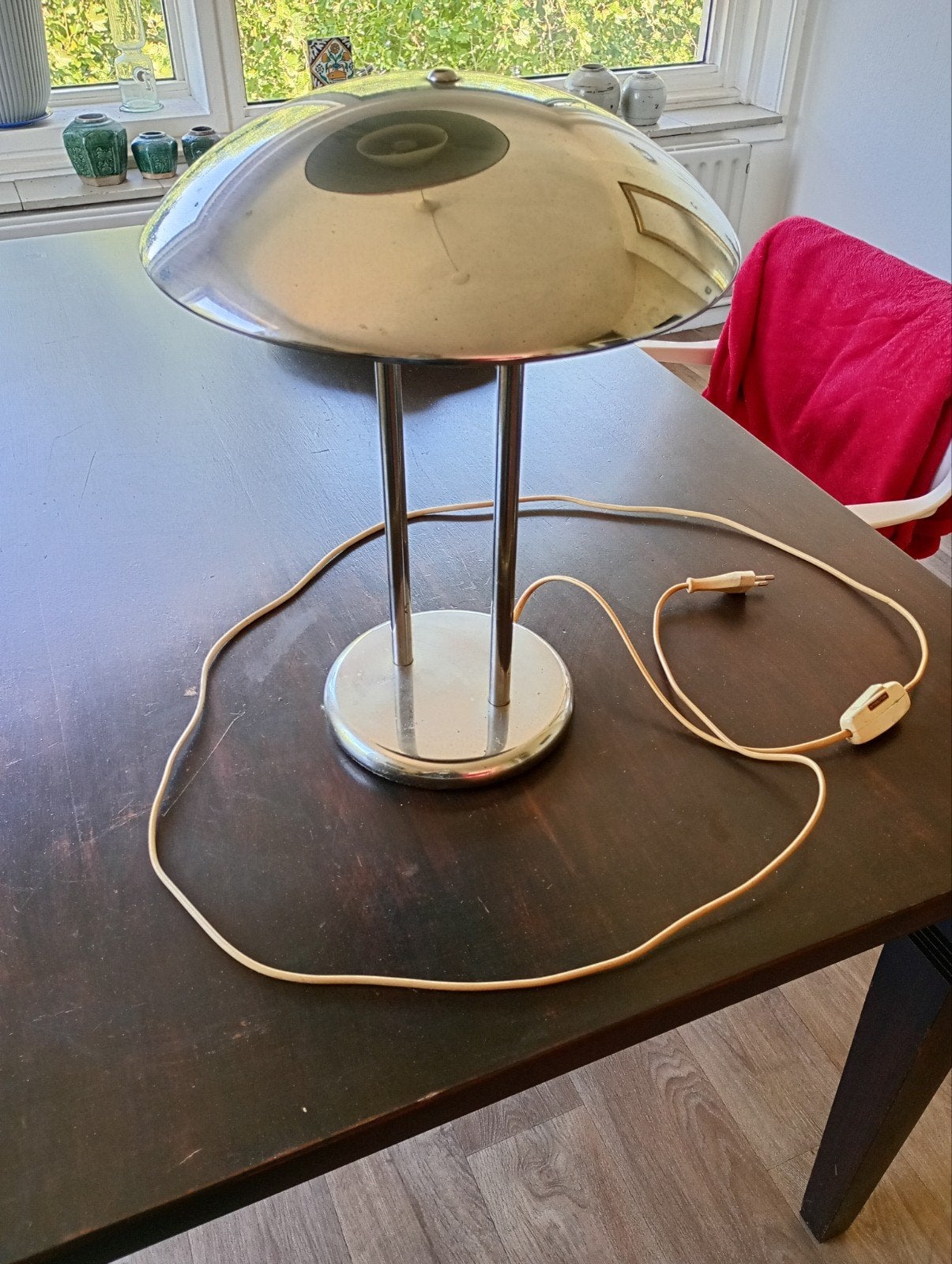 Vintage IKEA Paddenstoellamp - Chroom, Gebruikt, Vintage, Paddenstoellamp, Met schakelaar