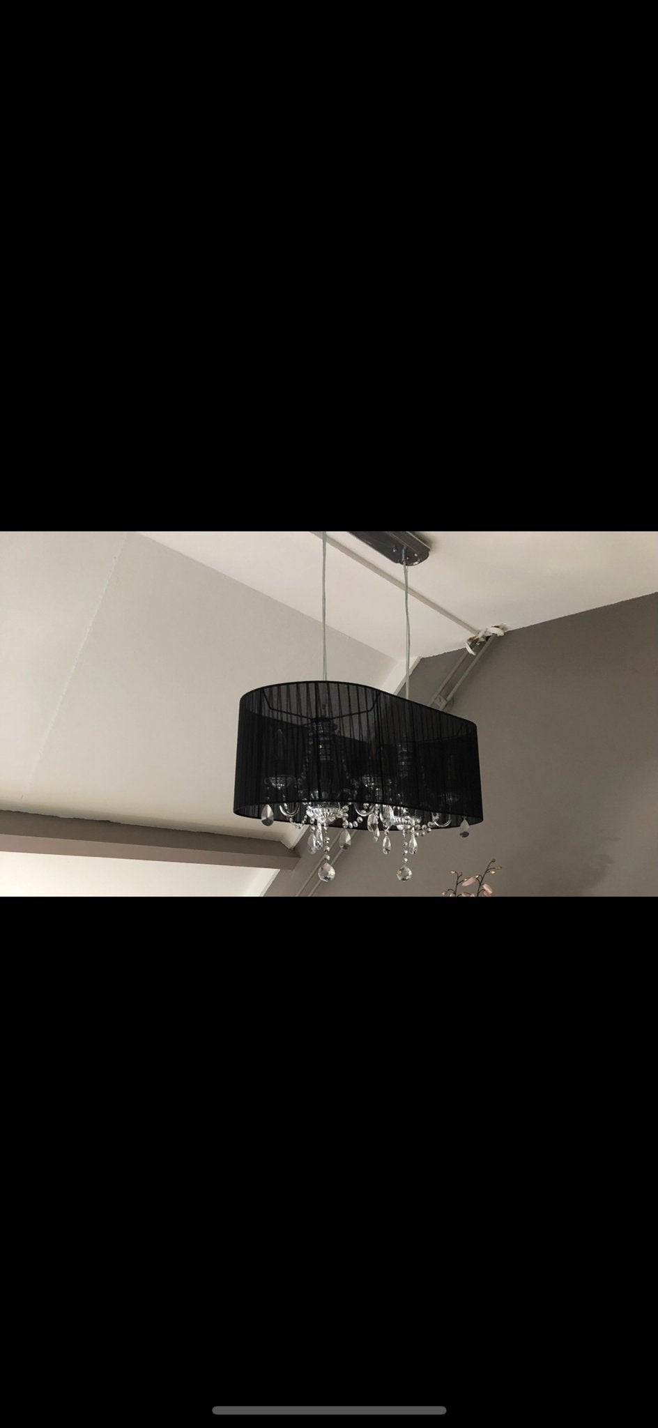 Elegante zwarte hanglamp met kristallen, Huis en Inrichting, Lampen | Hanglampen, Ophalen, Nieuw