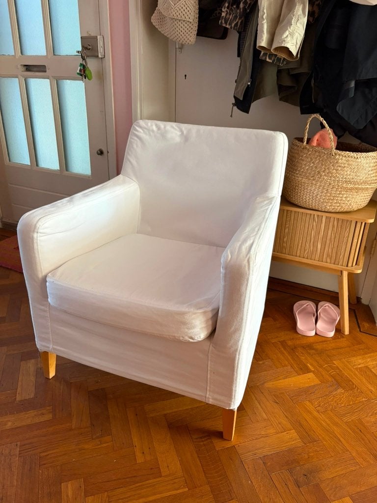 Witte IKEA fauteuil, Huis en Inrichting, Fauteuils, Ophalen, Gebruikt, Minder dan 75 cm, Stof