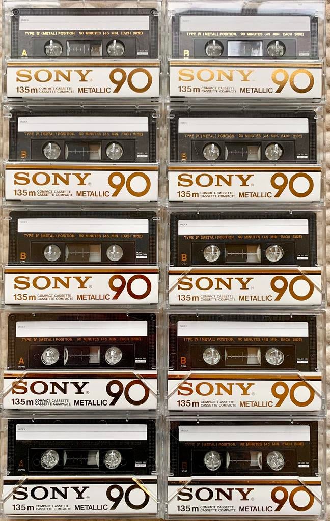Zeldzaam Sony Metallic 90 type IV METAL cassettebandjes RARE, Gebruikt, 2 t/m 25 bandjes, Ophalen of Verzenden, Voorbespeeld