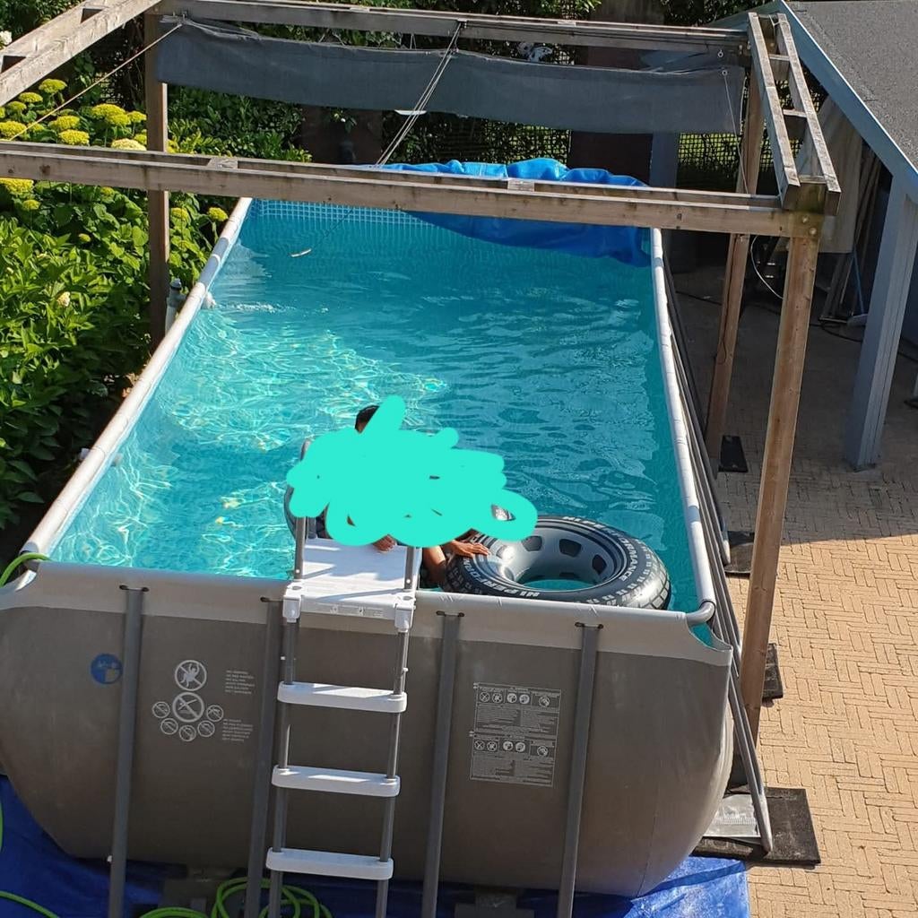 Intex ultra frame zwembad 549x274x132 cm met zandfilterpomp, Tuin en Terras, Ophalen, Gebruikt, 200 tot 300 cm, Rechthoekig