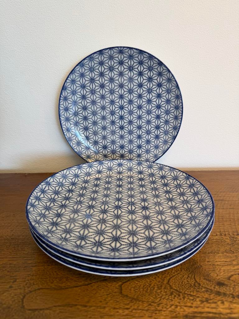 Nippon Blue Borden Set van 4 - Zo goed als nieuw, Keramiek, Ophalen of Verzenden, Zo goed als nieuw, Bord(en)