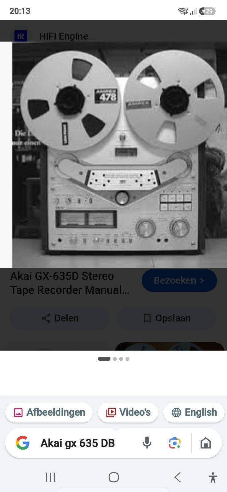 Gezocht: Akai GX-635db Bandrecorder, Ophalen, Bandrecorder, Met stofkap