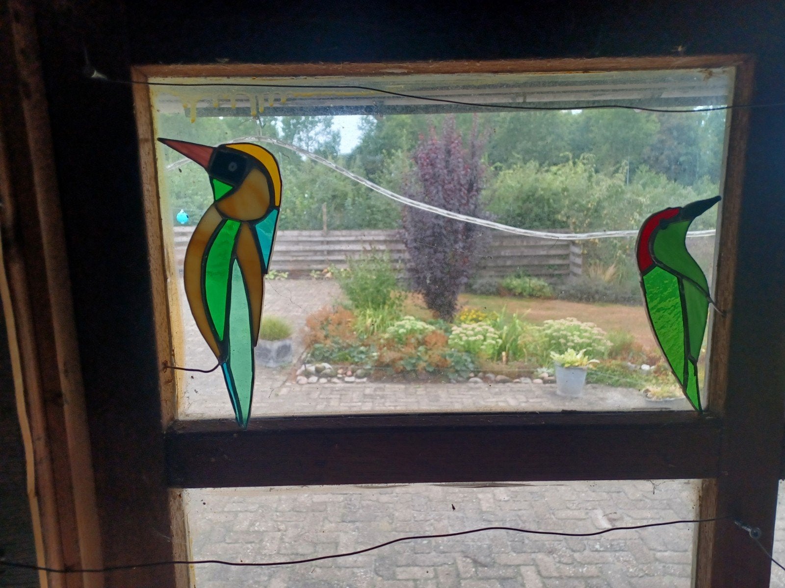 Kleurrijke Glas-in-lood Vogels en Cactussen, Ophalen of Verzenden