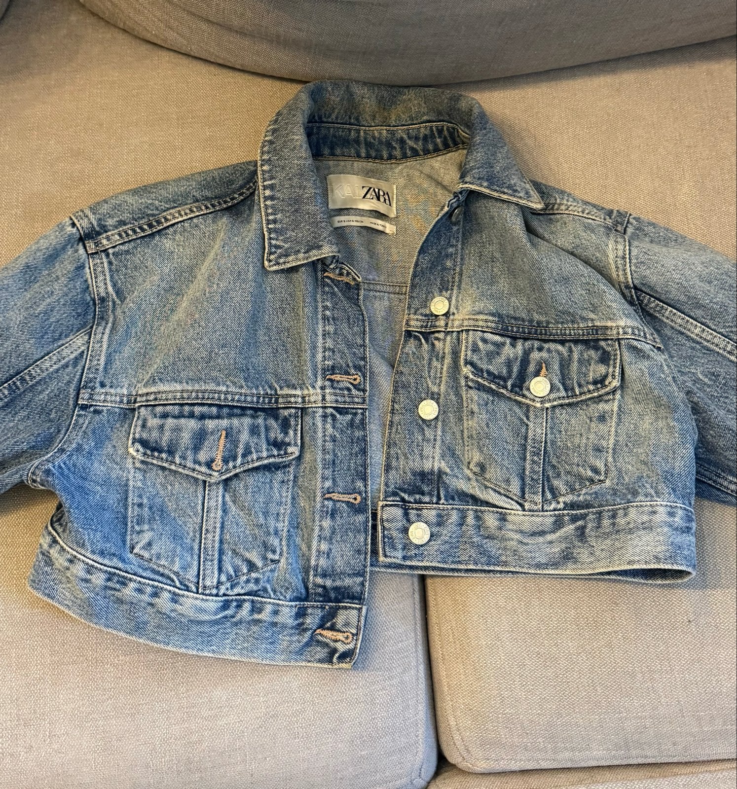 Zara spijkerjasje, Verzenden, Zo goed als nieuw, Maat 36 (S), Blauw
