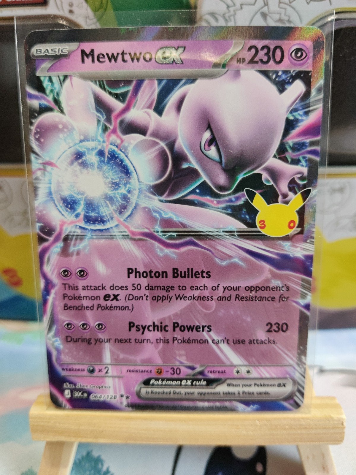 Mewtwo EX 064 30 anniversary, Hobby en Vrije tijd, Ophalen, Nieuw, Losse kaart, Foil