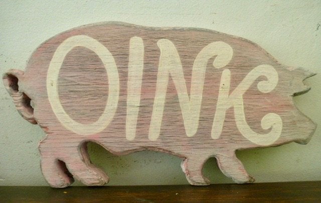 Handbeschilderd uniek houten varkentje OINK / Farm to table, Hout, Ophalen of Verzenden, B6, Handgemaakt