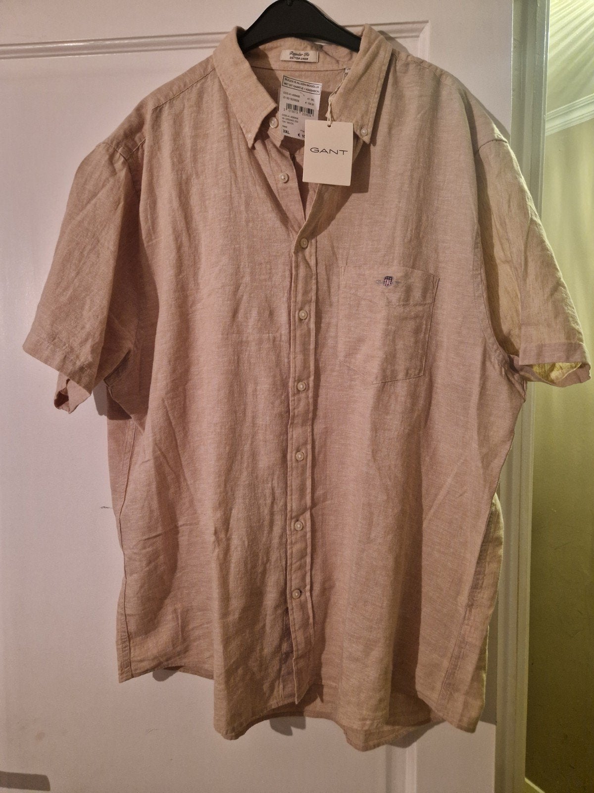 Gant linnen overhemd - Nieuw met kaartjes, Beige, Nieuw, Ophalen of Verzenden, Overige halswijdtes