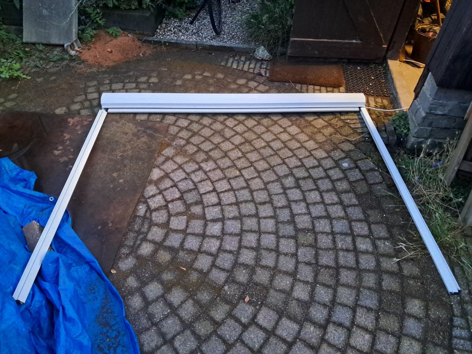Zonwering / screen 197,5x166cm met Somfy IO en zender, Ophalen, Gebruikt, ., Wit