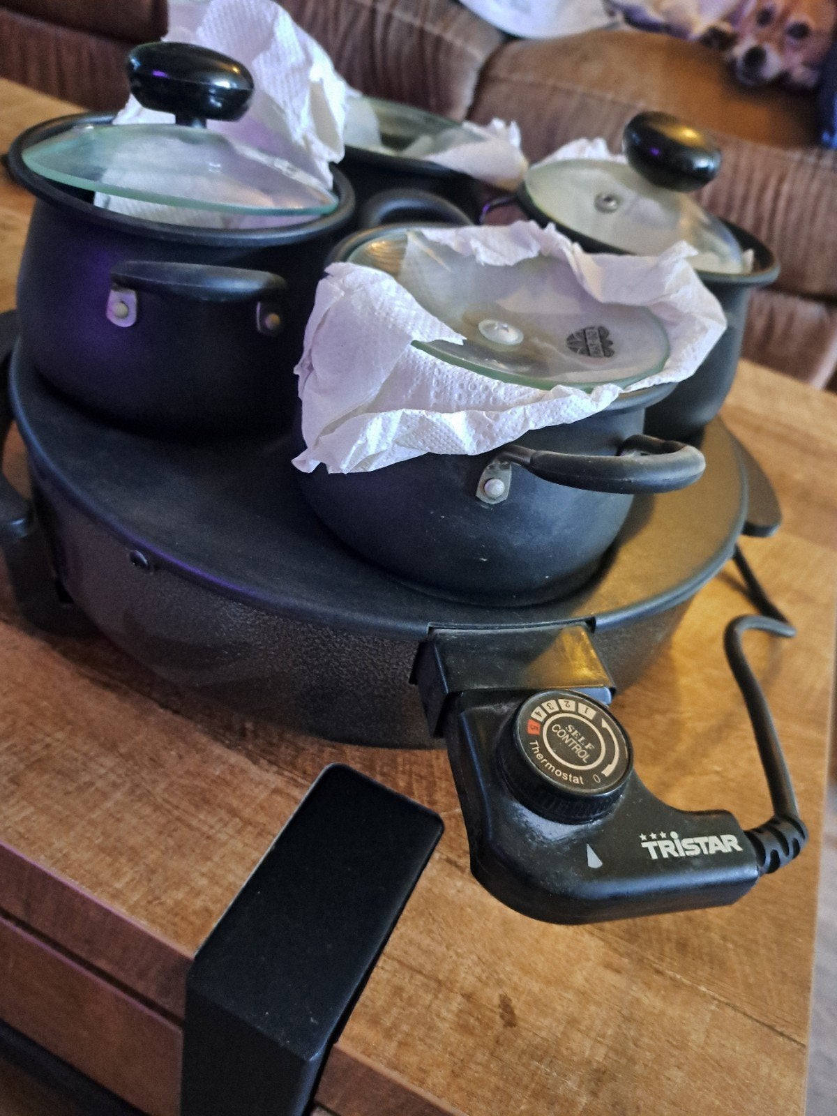 Tristar Raclette Gourmetstel met 4 pannetjes, Ophalen, Gebruikt, Minder dan 4 personen