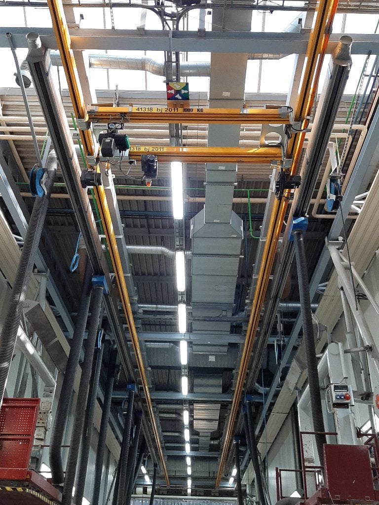 2x Demag 34x3m kraanbaan met rails, takel en toebehoren, Doe-het-zelf en Verbouw, Ophalen, Gebruikt, Elektrisch