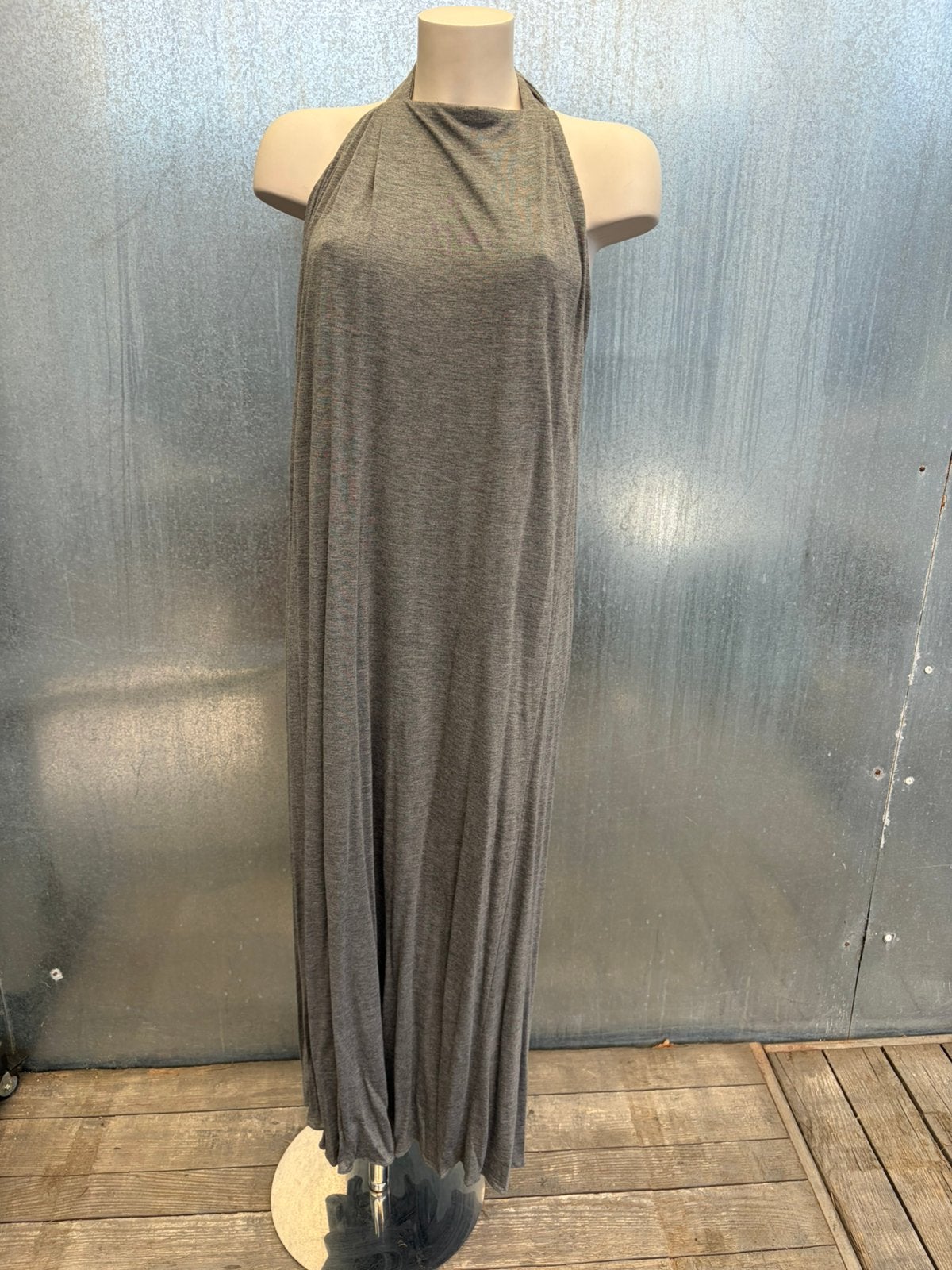 Indress maxi dress jurk lange grijs melange 0 xs €945, Ophalen of Verzenden, Zo goed als nieuw, Maat 34 (XS) of kleiner, Grijs