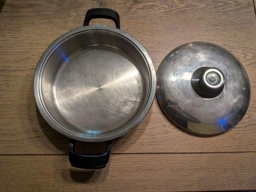 AMC Ovale Braadpan met Thermometer Deksel, Huis en Inrichting, Keuken | Potten en Pannen, Ophalen of Verzenden, Gebruikt, Rvs