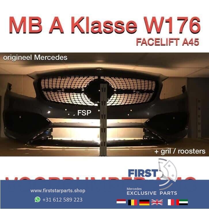 W176 Facelift AMG Voorbumper Mercedes A Klasse + diamant gri, Gebruikt, -, Voor, Ophalen of Verzenden