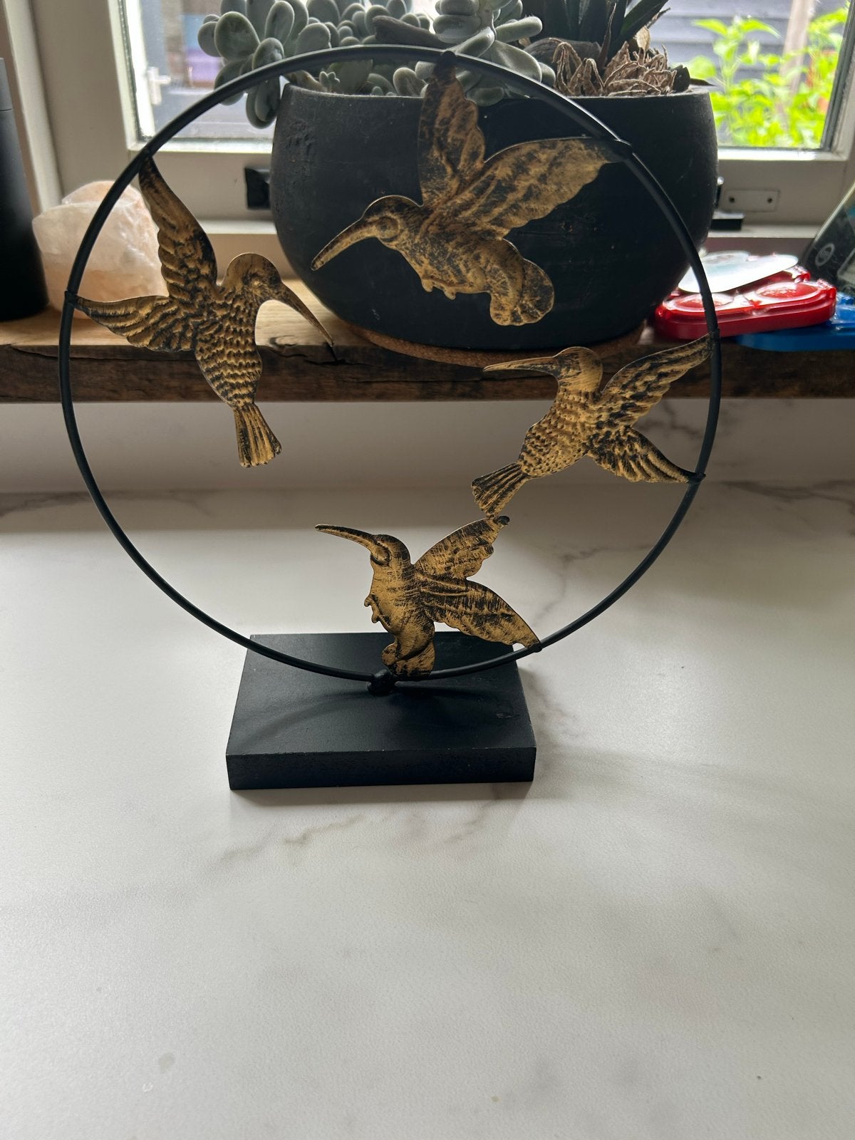 Decoratieve Kolibrie Sculptuur - Goudkleurig Metaal, Ophalen of Verzenden, Zo goed als nieuw, Goud, Metaal