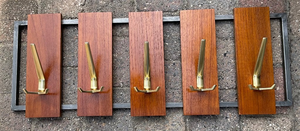 Vintage retro kapstok Cees Braakman 15 jassen fineer houten, Ophalen of Verzenden