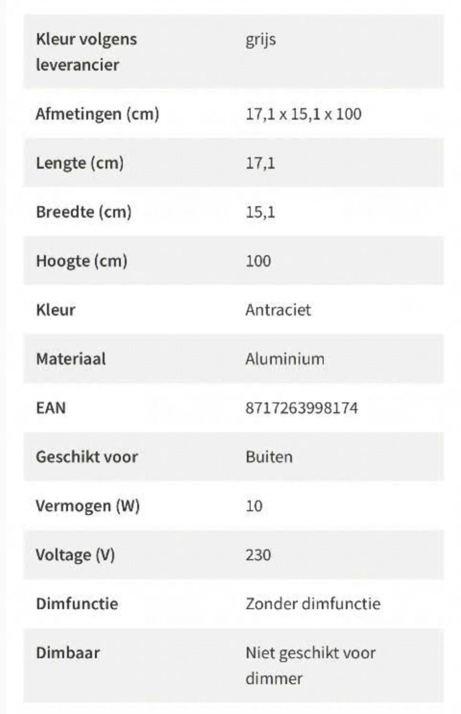 Intratuin staande buitenlamp Sava antraciet 100 cm, Minder dan 50 watt, Staande lamp, Aluminium, Ophalen of Verzenden