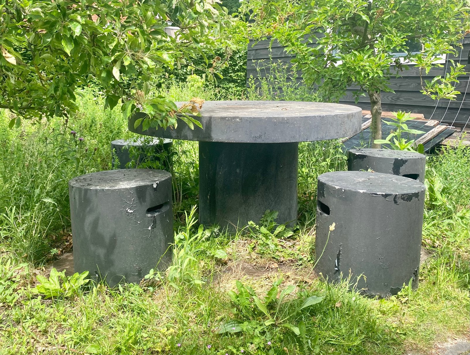 Tuinset/picknickset van beton, Ophalen, Gebruikt, Rond, Overige materialen