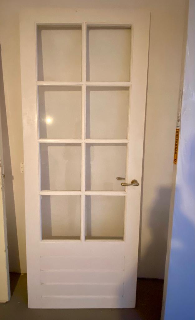 Binnendeur met glas (210x82), Ophalen, Gebruikt, 80 tot 100 cm, Binnendeur