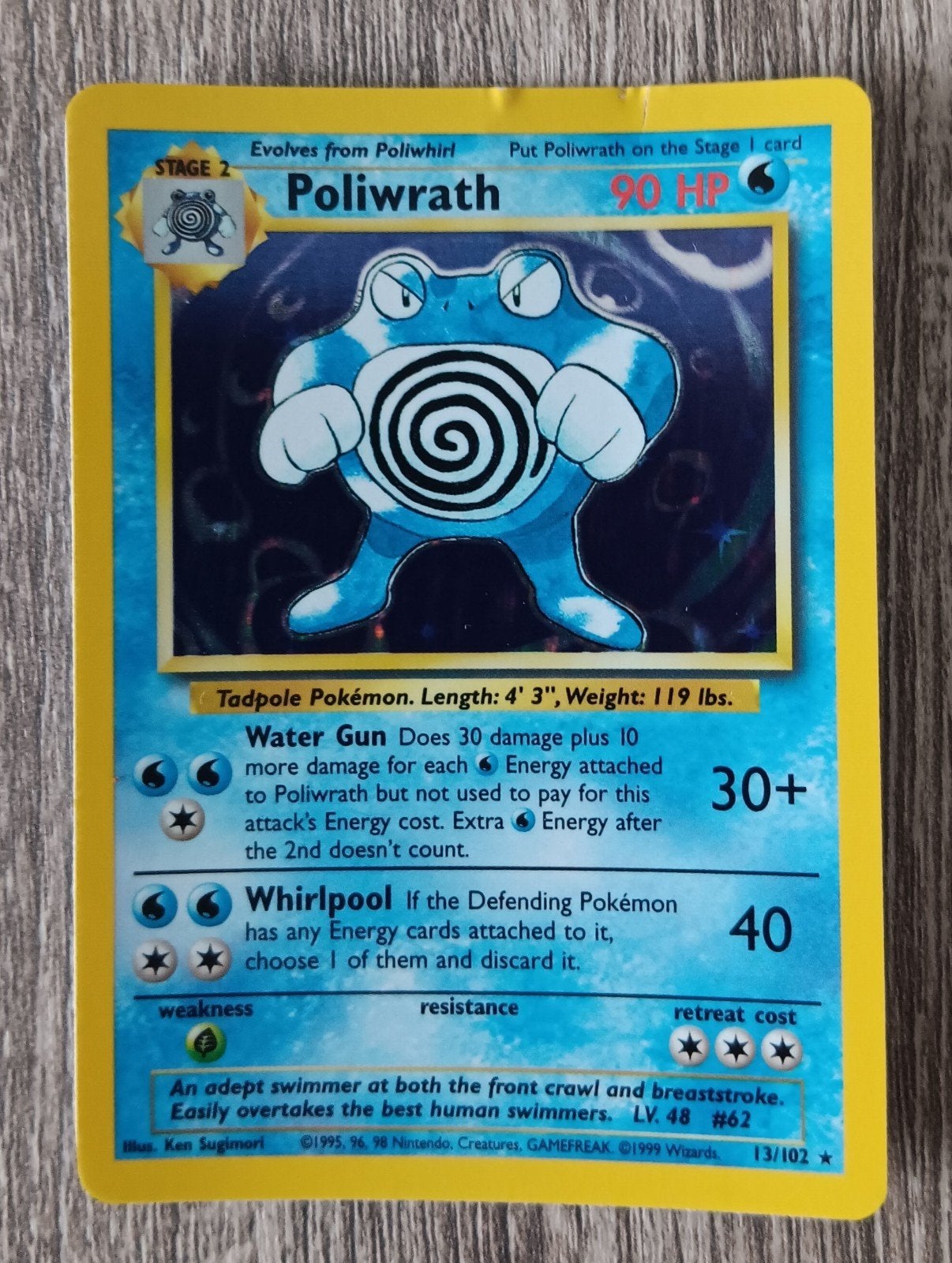 Poliwrath holo Baseset, Ophalen of Verzenden, Zo goed als nieuw, Losse kaart, Foil