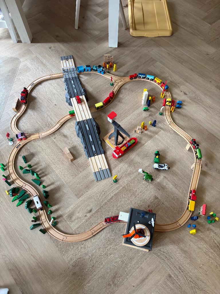 Grote houten trein speelset, Ophalen, Gebruikt