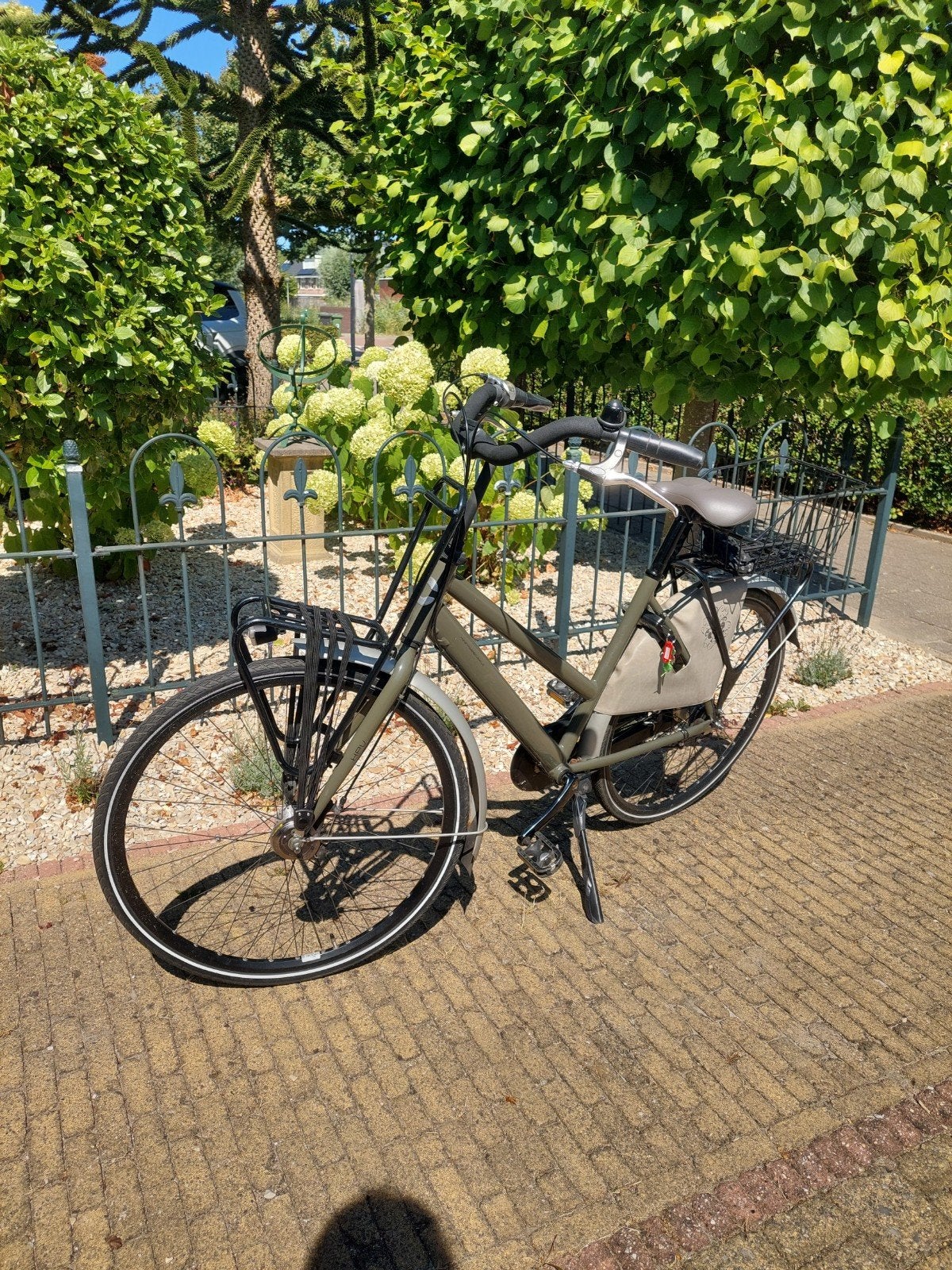 Nette en handige Cortina olijfgroene damesfiets, Gebruikt, Versnellingen, 50 tot 53 cm, Trommelrem