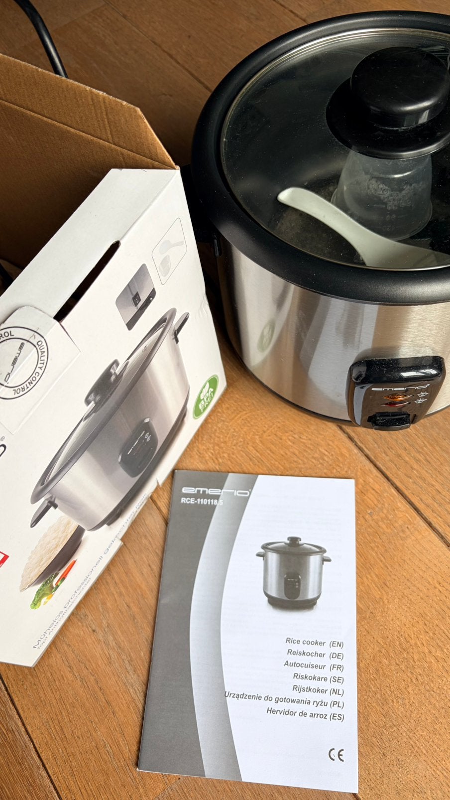 Emerio rijstkoker 1,5 liter – RVS – compleet, Ophalen of Verzenden, Zo goed als nieuw