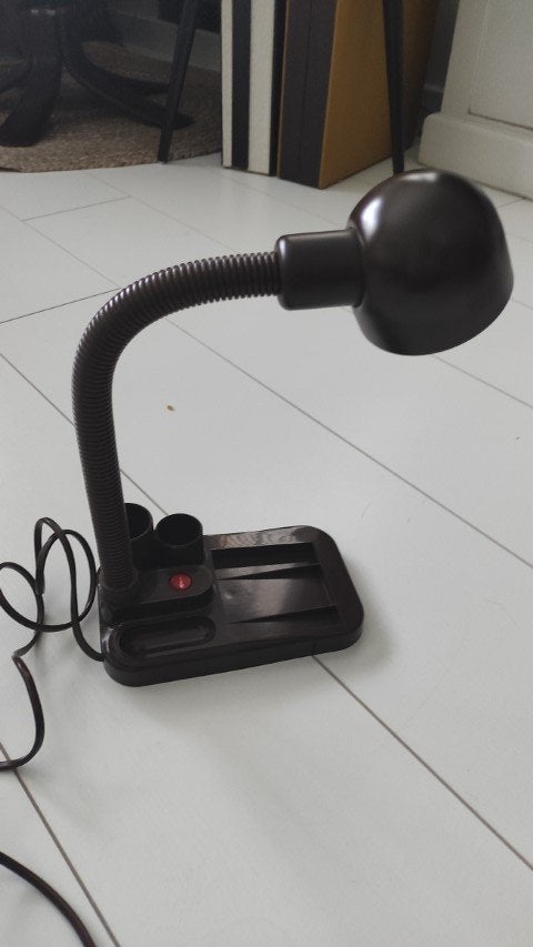 Vintage bureaulamp met pennenhouder bruin, Bureaulamp, Overige merken, Vintage, 32 cm