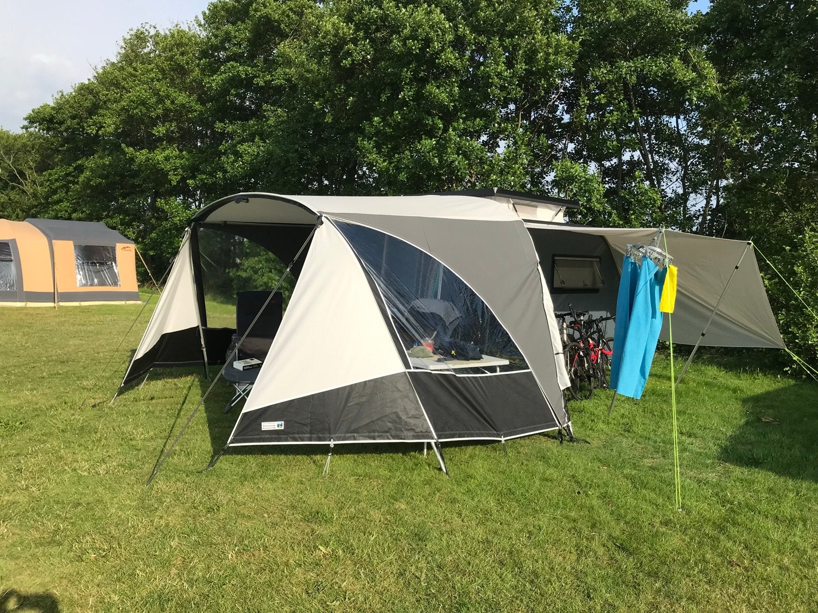 Unico Verona luifel voor Kip Shelter (laag model), Caravans en Kamperen, Ophalen, Gebruikt, Unico Ventura