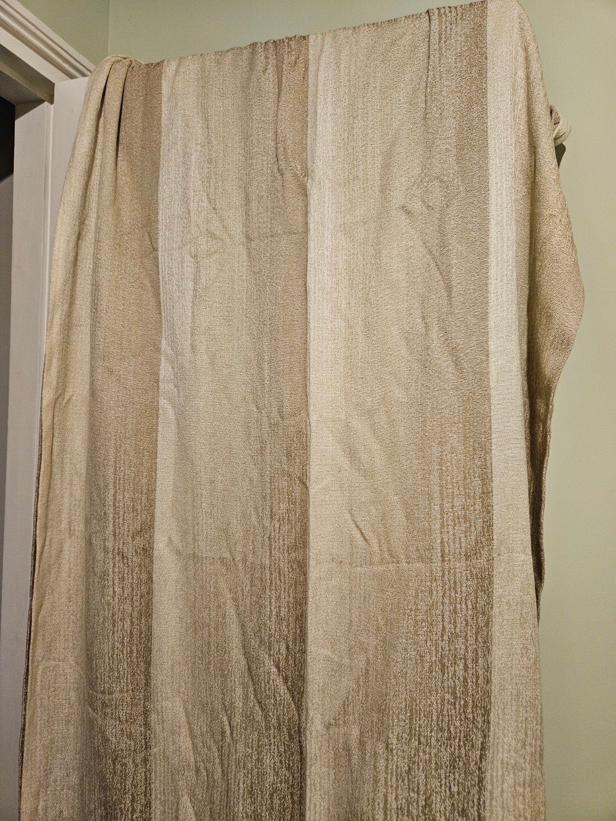 vintage beige gordijnen, Gebruikt, Ophalen of Verzenden, Lichtdoorlatend, Inbetween gordijn