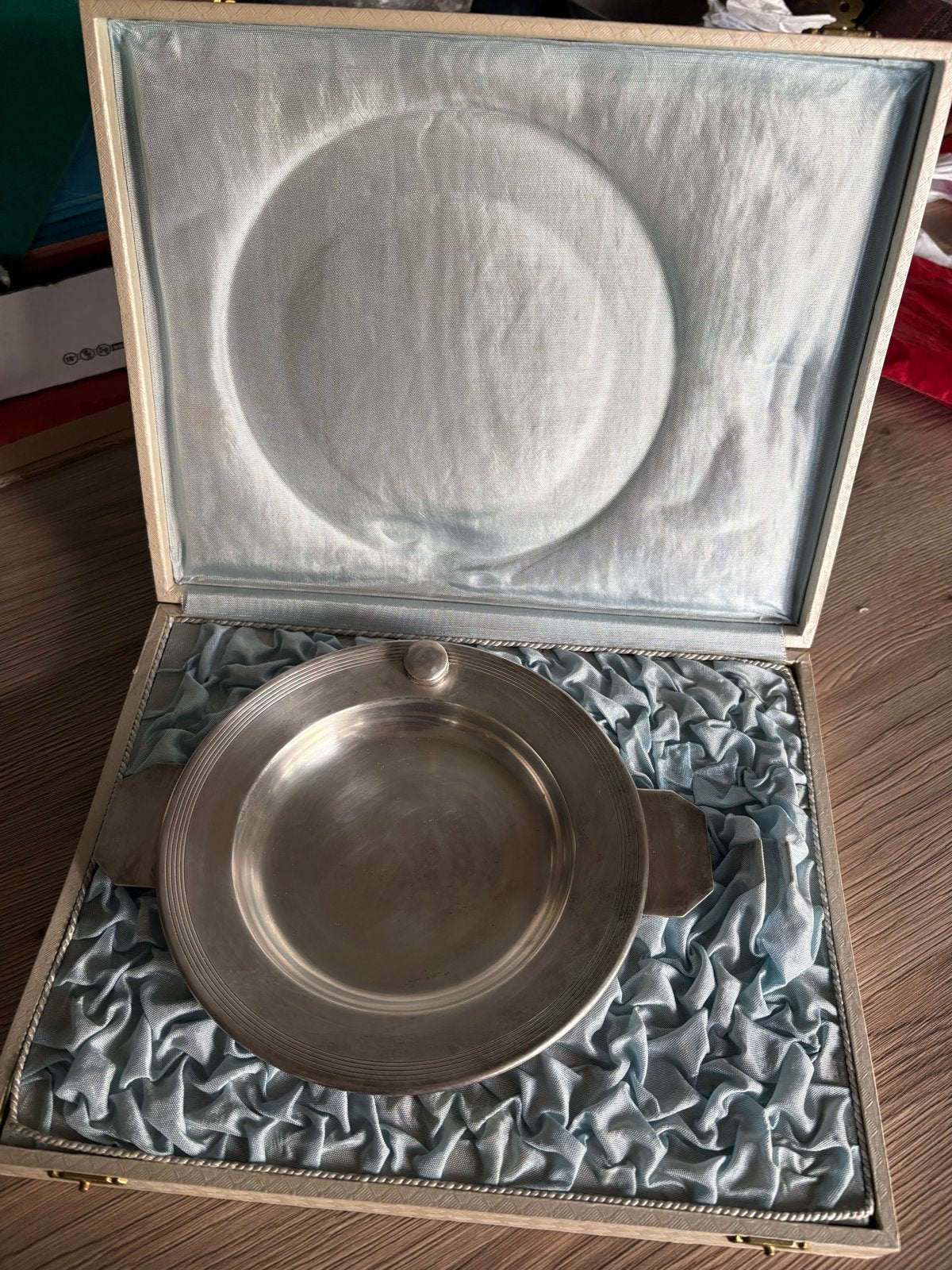 Art Deco Verzilverd Warmwaterbord met Luxe Doos, Ophalen of Verzenden