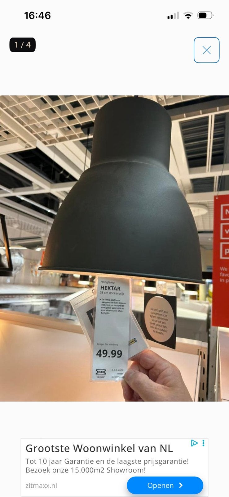 2 ikea grijze hanglampen, Ophalen, Zo goed als nieuw