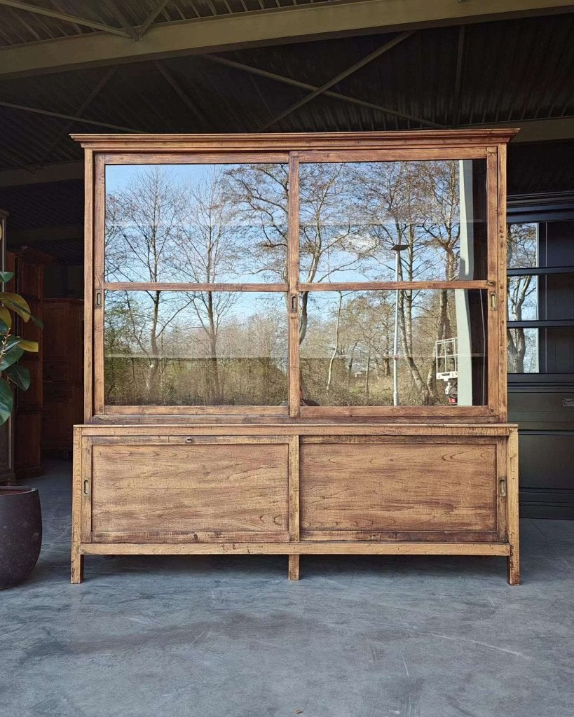 Unieke antieke winkelkast | Winkelvitrine met slot #8639, Antiek en Kunst, Ophalen of Verzenden