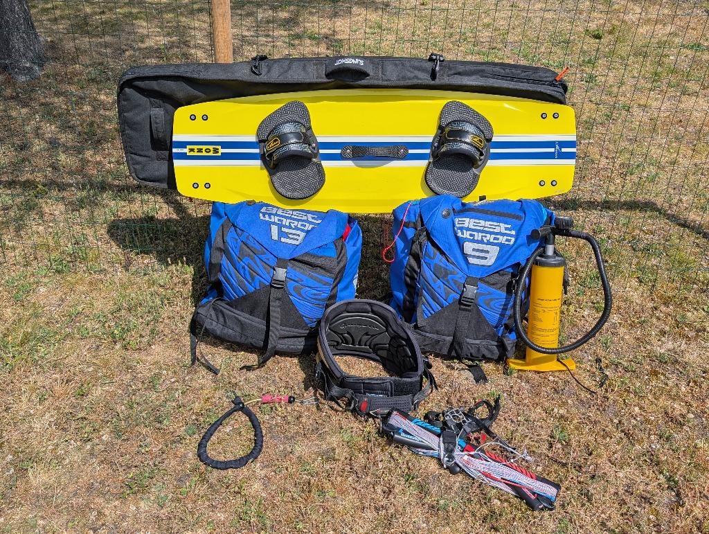 Complete kitesurfset (beginner) te koop, Gebruikt, Kitesurf-set, Twintip, 9 m²