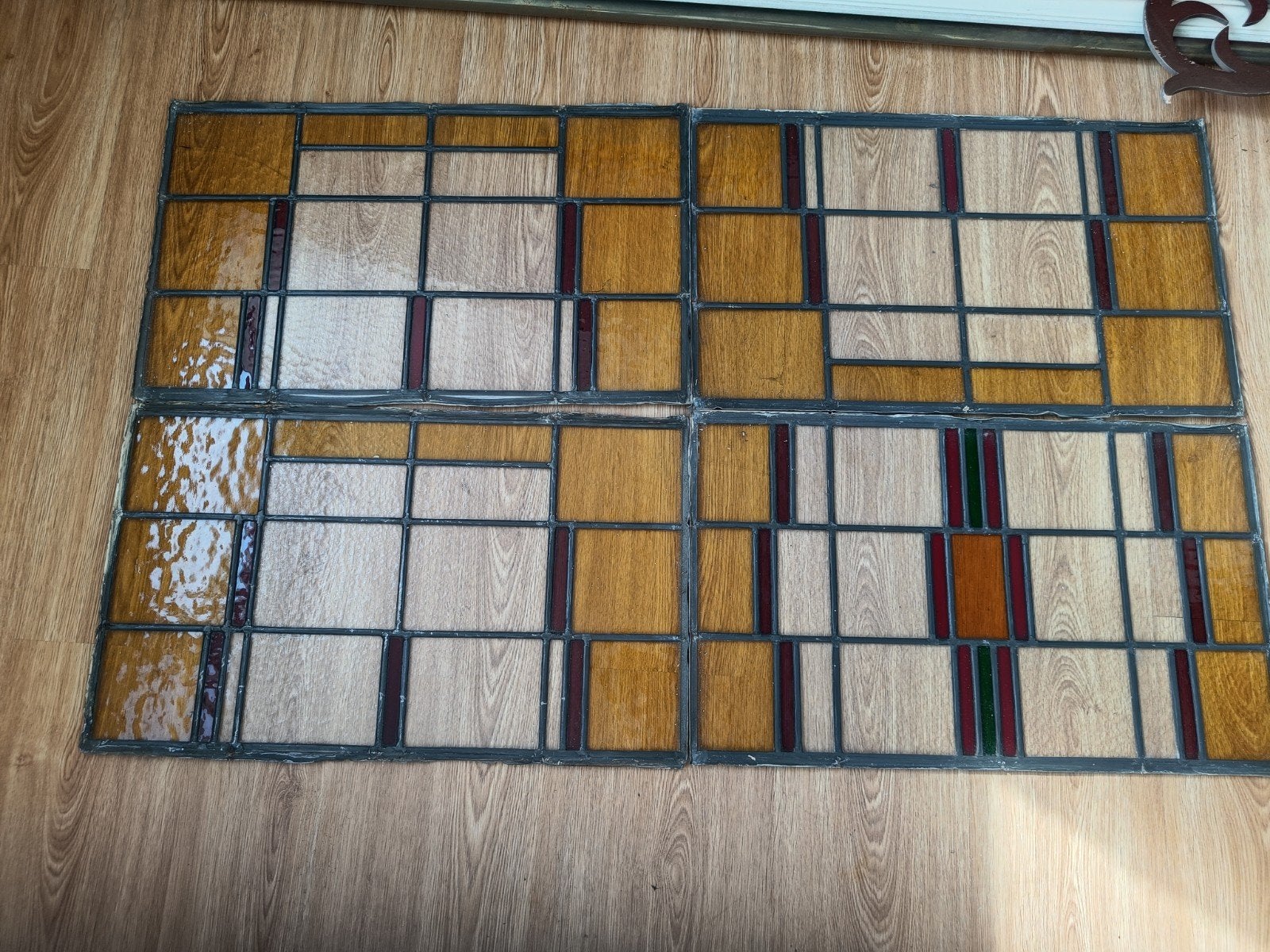 Glas in lood 9 stuks  ongeveer 60 x 35, Doe-het-zelf en Verbouw, Glas en Ramen, Ophalen, Minder dan 80 cm, Glas in lood, Minder dan 80 cm