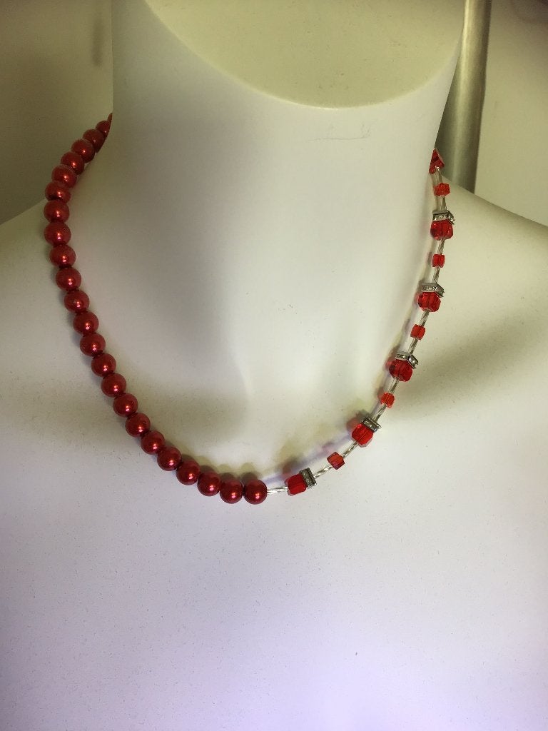 Exclusieve design collier handgemaakt met cubes en  parels, Sieraden, Tassen en Uiterlijk, Nieuw, Ophalen of Verzenden, Verstelbaar