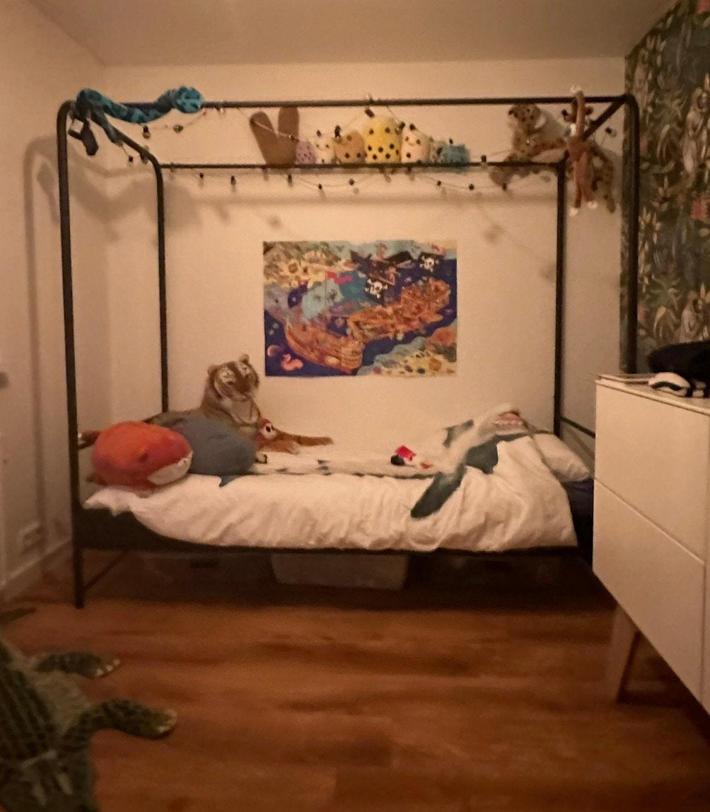 vt wonen Bunk Hemelbed 95x206cm  hoogte 190 cm- Zwart Metaal, Ophalen, 90 cm, Eenpersoons, Zwart