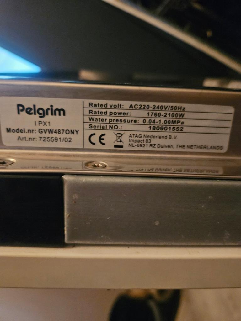 Pelgrim Inbouw Vaatwasser GVW487ONY - Goede Staat, Witgoed en Apparatuur, Vaatwasmachines, Ophalen, Gebruikt, 60 cm of meer, Inbouw