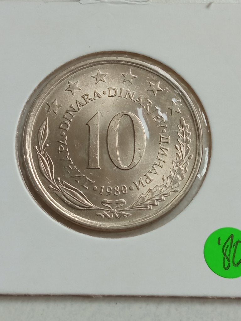 Joegoslavië 10 dinar 1980., Ophalen of Verzenden, Joegoslavië, Losse munt