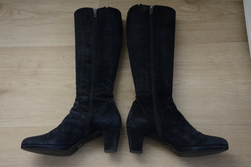 Laarzen suede | maat 37 | marine blauw, Hoge laarzen, Blauw, Ophalen of Verzenden, Zo goed als nieuw