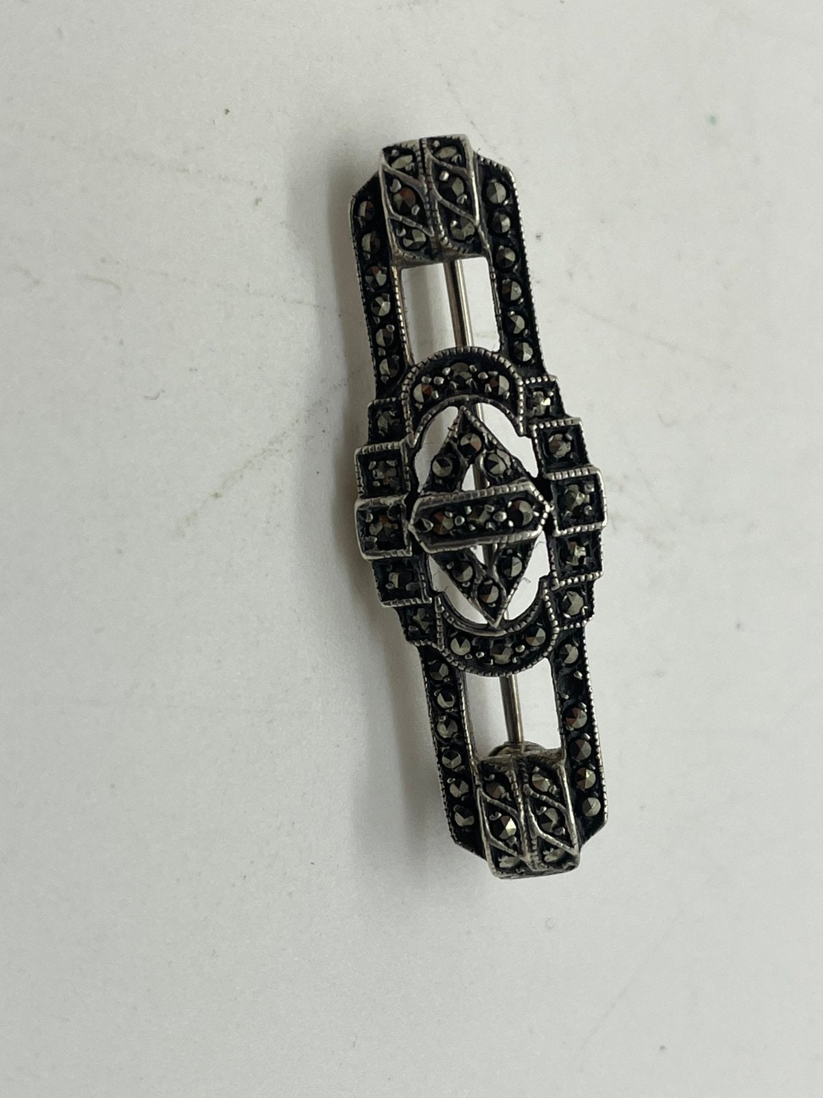 G92 Prachtige zilveren markasiet broche, Ophalen of Verzenden, Zilver, Broche, Met edelsteen