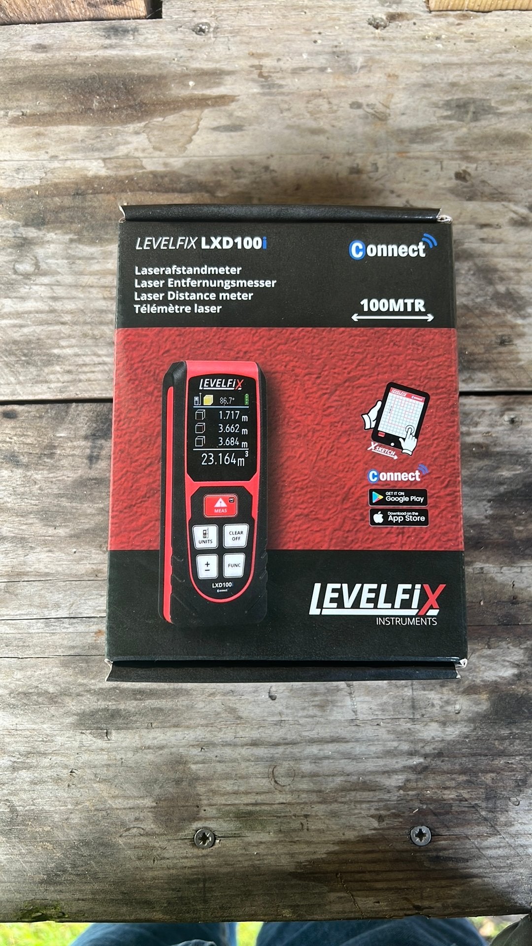 Nieuw in de doos - LEVELFIX LXD100i Laser Afstandsmeter, Doe-het-zelf en Verbouw, Verzenden, Zo goed als nieuw, Afstand