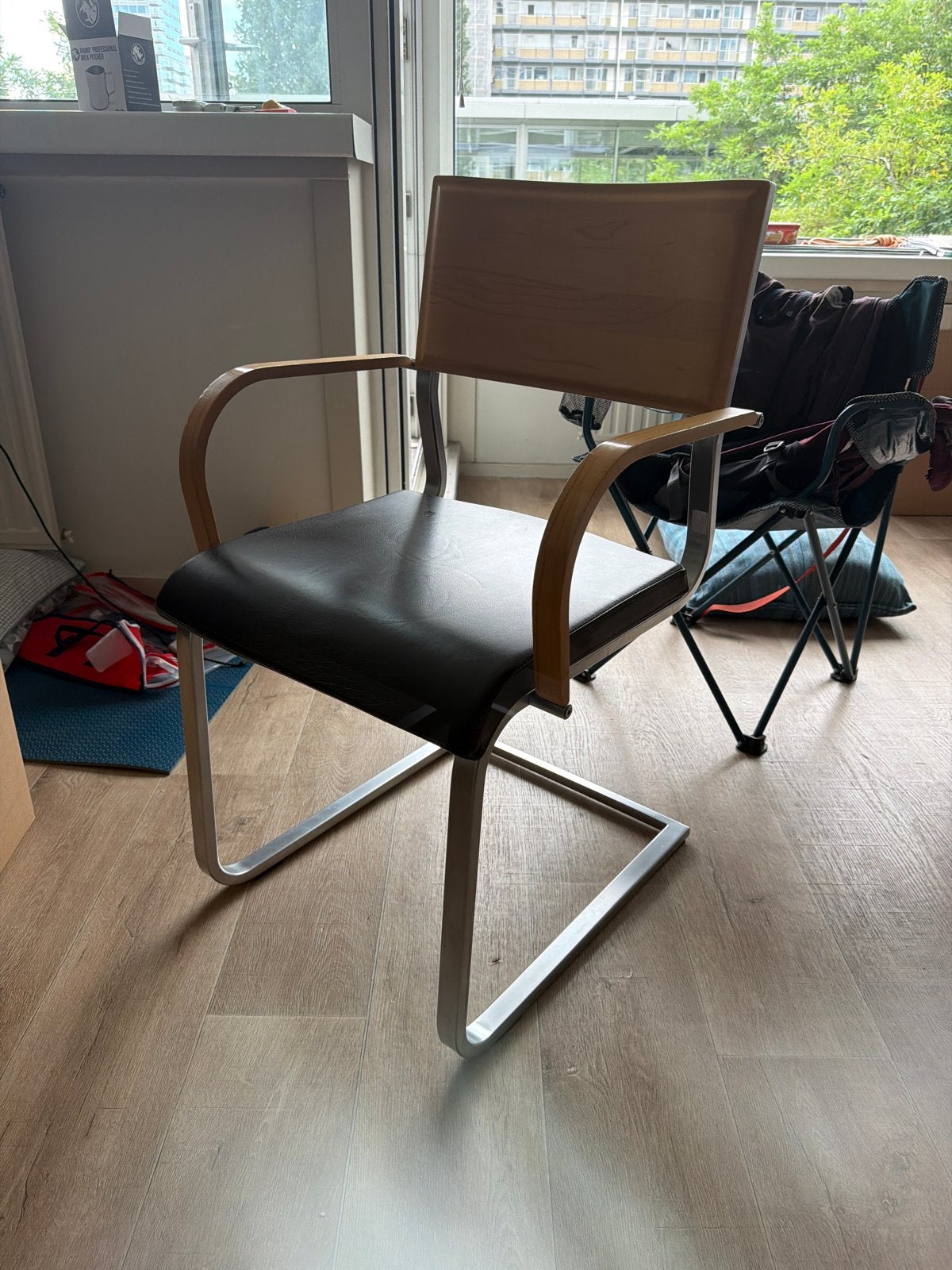 Set of Wöstmann Leather Chairs, Brown Core Beech, Ophalen, Gebruikt, Bruin, Vijf, Zes of meer stoelen