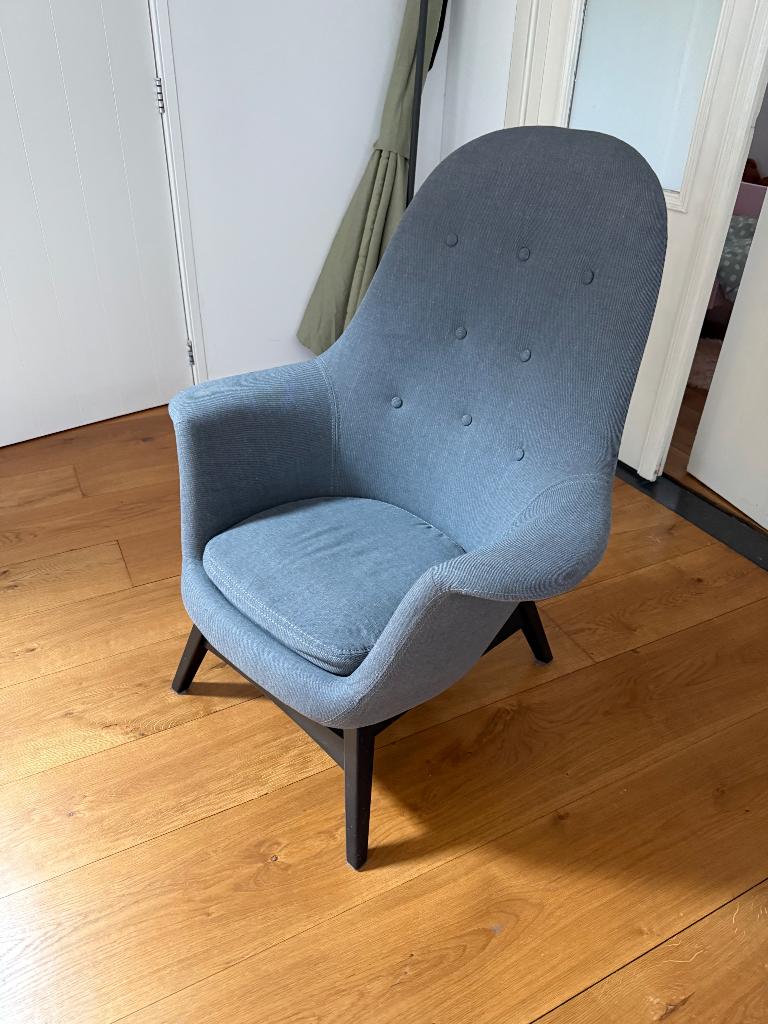Stoel fauteuil hoge rug grijs zgan, Huis en Inrichting, Ophalen, 75 tot 100 cm, Zo goed als nieuw, Stof