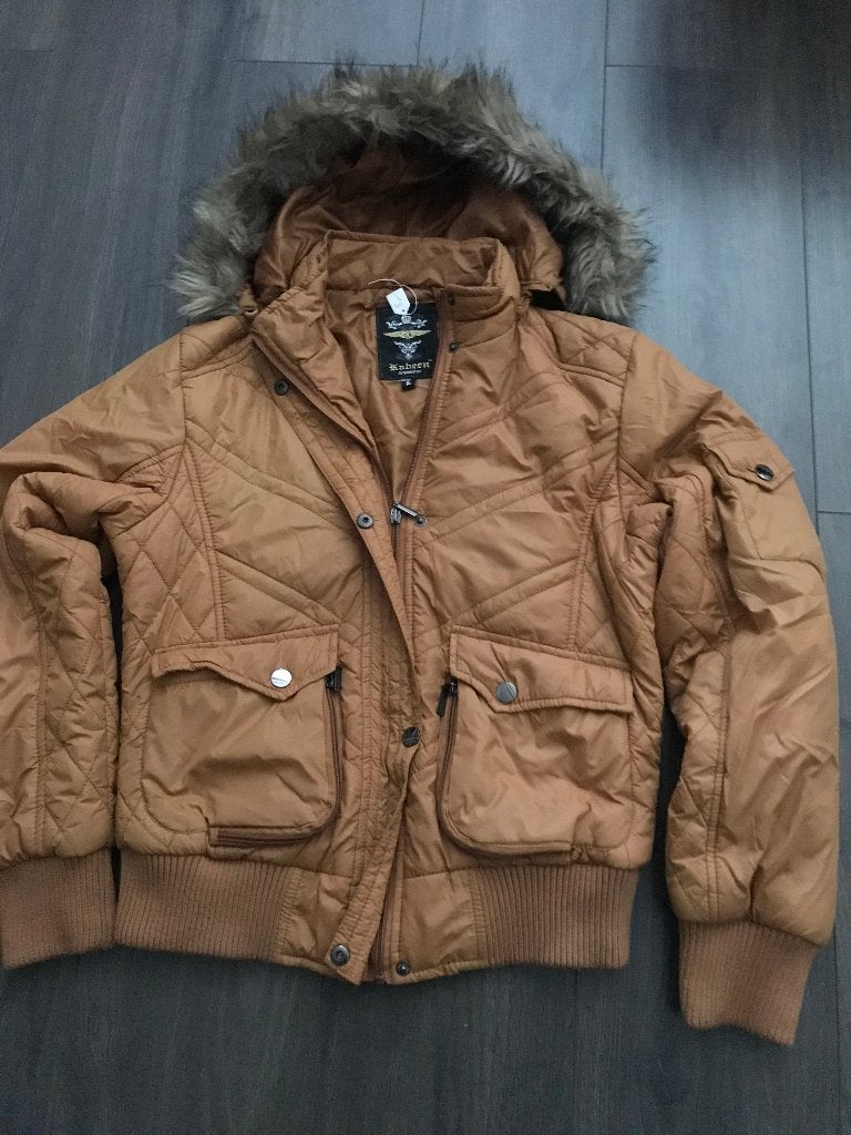 Dames winterjack camel bruin gevoerd mt. L € 5,95, Verzenden, Gedragen, Maat 42/44 (L), Bruin