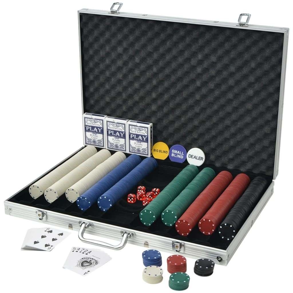 Pokeren pokerset met 1000 chips aluminium GRATIS BEZORGD!, Hobby en Vrije tijd, Gezelschapsspellen | Kaartspellen, Diverse, Verzenden