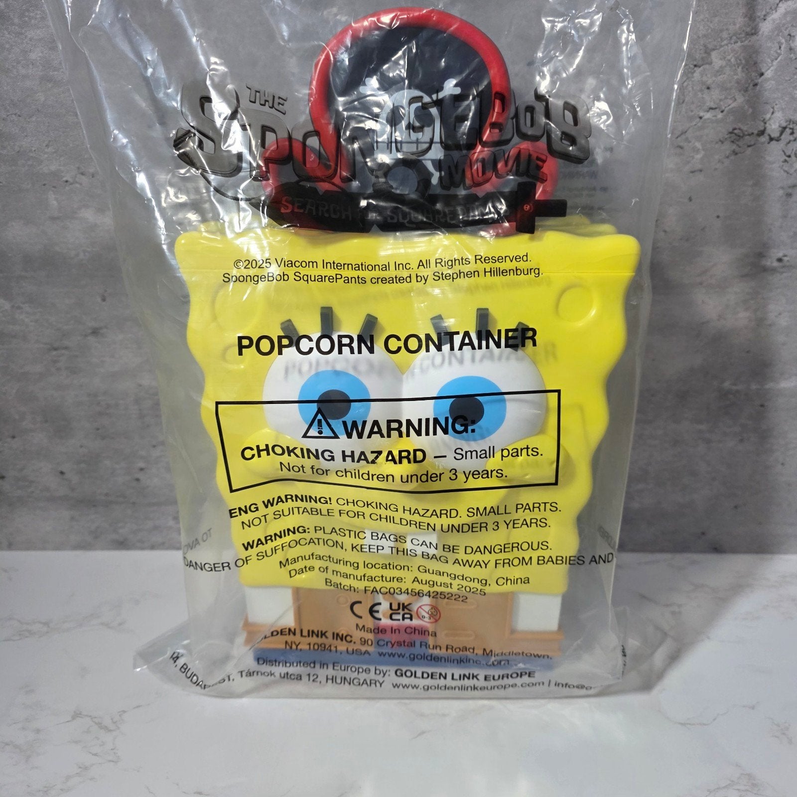 The SpongeBob Movie: Search For Squarepants Popcorn Bucket🍿, Ophalen of Verzenden, Nieuw