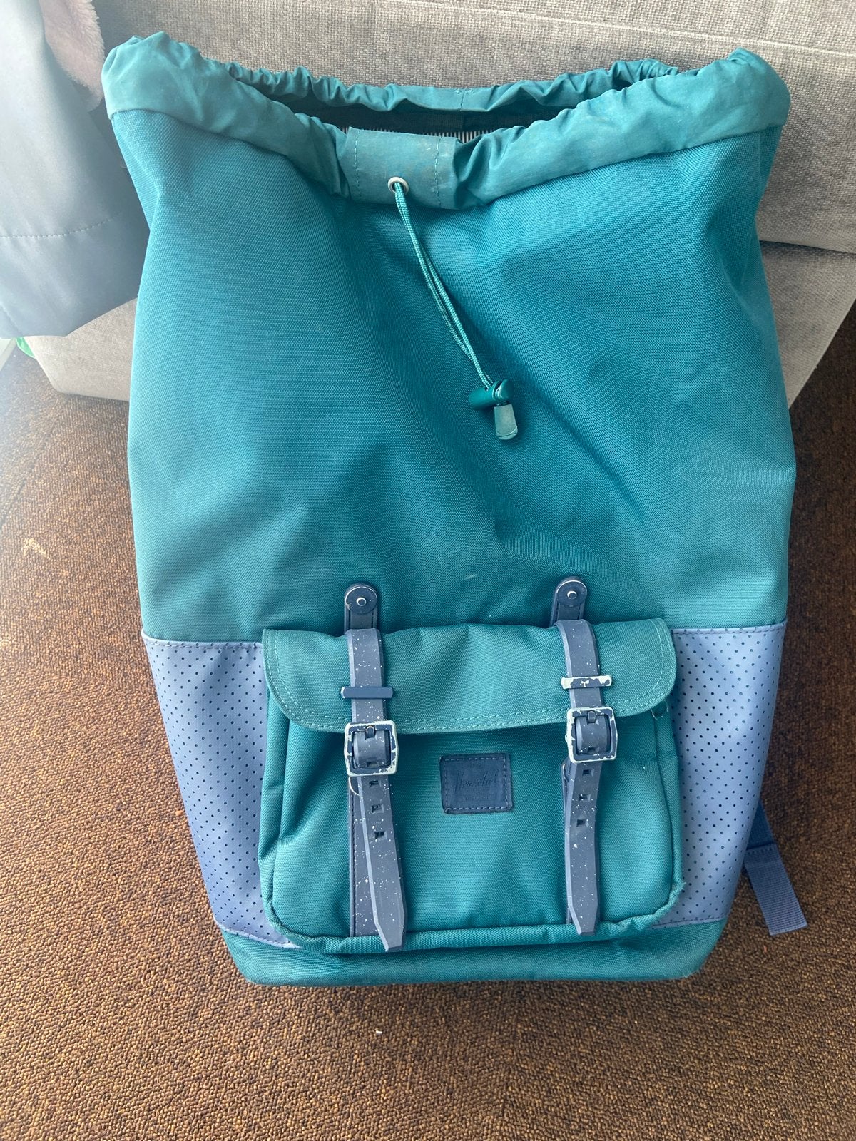 Stijlvolle Herschel rugzak - Blauw/Groen27L, Sieraden, Tassen en Uiterlijk, Gebruikt, 25 tot 40 cm, Ophalen, Overige merken